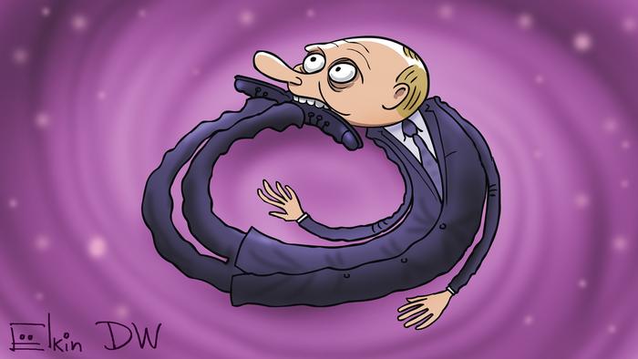 Тело Путина закручивается в форму нуля